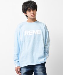 RAT EFFECT(ラット エフェクト)/RENBプリントライン袖リブロングTシャツ/サックス