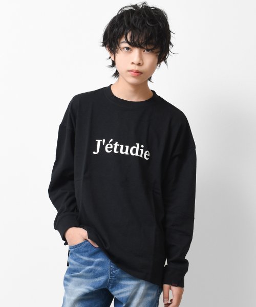 RAT EFFECT(ラット エフェクト)/jetudieプリント袖リブロングTシャツ/ブラック