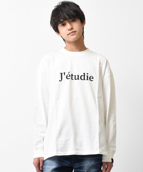 RAT EFFECT(ラット エフェクト)/jetudieプリント袖リブロングTシャツ/オフホワイト