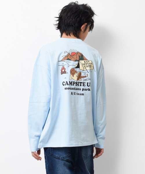 RAT EFFECT(ラット エフェクト)/CAMPSITEUPロングTシャツ/サックス