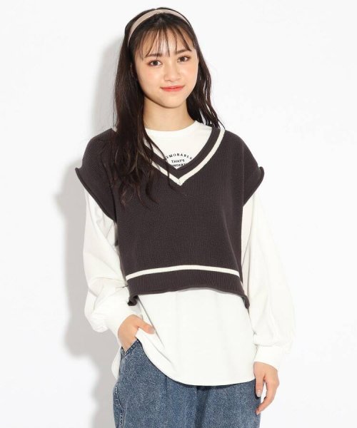 セール 洗える 春ニットベスト トップスセット ピンク ラテ Pink Latte Magaseek