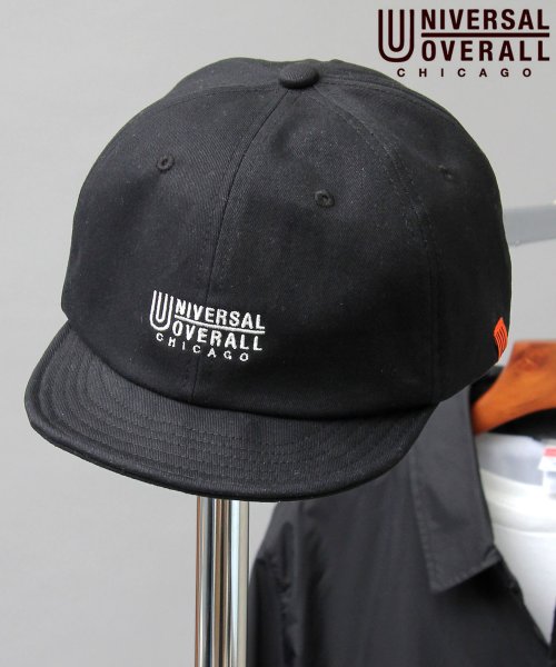 AMS SELECT(エーエムエスセレクト)/ユニバーサルオーバーオール ロゴ刺繍 コットン ショートバイザーキャップ ショートブリム アンパイアキャップ オールシーズン 通年 メンズ 帽子/ブラック