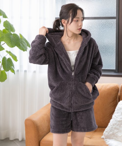 セール 21aw新作 ボアパーカー ショートパンツ ルームウェア 上下セット パジャマ 部屋着 秋 冬 アドティエ Ad Thie Magaseek