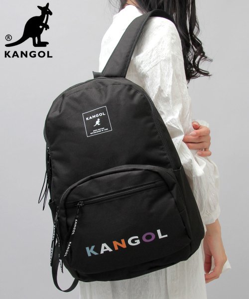 KANGOL(KANGOL)/KANGOL カンゴール ロゴプリント デイパック バックパック リュック A4収納 通勤 通学 学生 大人 アウトドア 旅行/ブラック系1