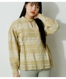 AZUL by moussy/SHEER CHECK BLOUSE/504500013