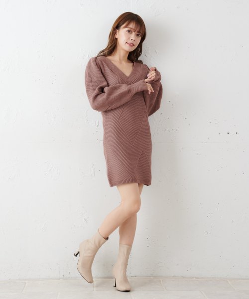セール 柄編みタイトミニワンピース ミーア Miia Magaseek