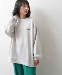 ZIP FIVE(ジップファイブ)/ワンポイント刺繍ユニセックスビッグシルエットトレーナー/ライトベージュ