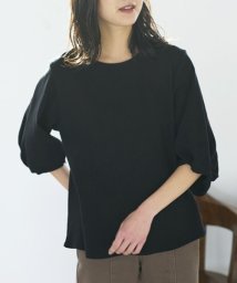 GeeRA(ジーラ)/綿１００％ポンチ袖デザイントップス/ブラック