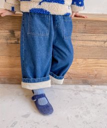aimoha(aimoha（アイモハ）)/【aimoha－KIDS－】韓国子供服 ボア裏地デニムワイドパンツ 韓国ファッション/ブルー