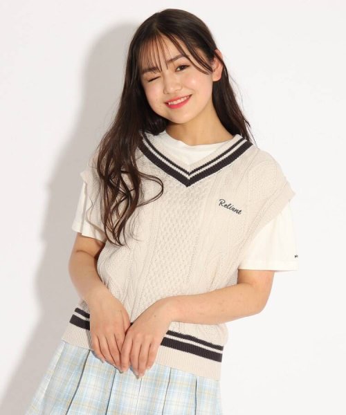 ニコラ掲載商品 春スクールニットベスト ピンク ラテ Pink Latte Magaseek