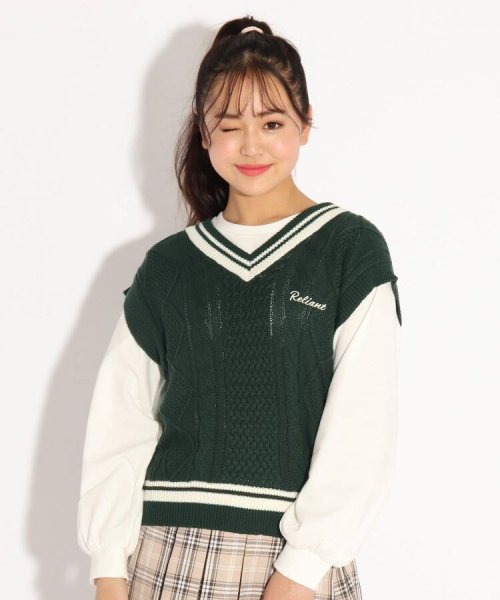 ニコラ掲載商品 春スクールニットベスト ピンク ラテ Pink Latte Magaseek