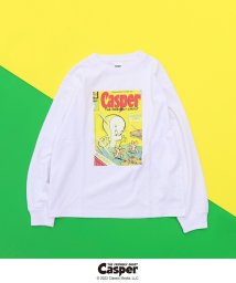coen(coen)/【ユニセックス】Casper (キャスパー)別注プリントロングスリーブTシャツ/WHITE