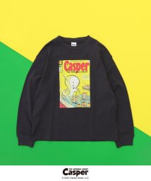 coen(coen)/【ユニセックス】Casper (キャスパー)別注プリントロングスリーブTシャツ/BLACK