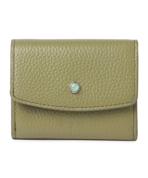 UNGRID bag(アングリッド　バッグ)/牛革天然石ブローチ　フラップ三つ折りミニ財布/KHA