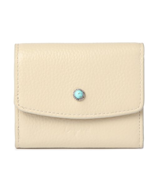 UNGRID bag(アングリッド　バッグ)/牛革天然石ブローチ　フラップ三つ折りミニ財布/IVO