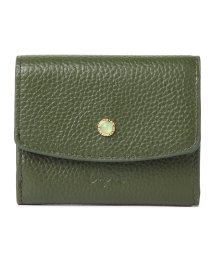 UNGRID bag(アングリッド　バッグ)/牛革天然石ブローチ　フラップ三つ折りミニ財布/グリーン