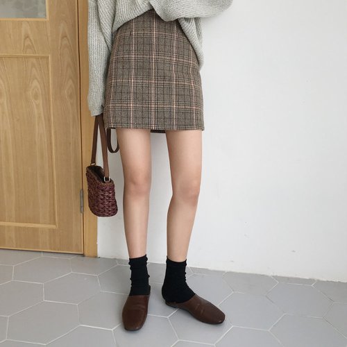 セール グレンチェック柄 ミニスカート 韓国風 ミニミニストア Miniministore Magaseek