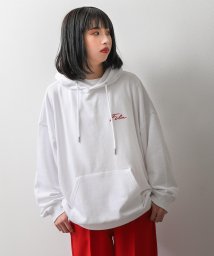 ZIP FIVE(ジップファイブ)/ワンポイント刺繍ユニセックスビッグシルエットパーカー/ホワイト