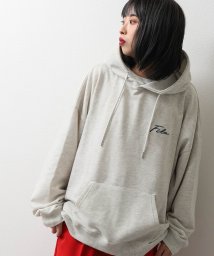 ZIP FIVE(ジップファイブ)/ワンポイント刺繍ユニセックスビッグシルエットパーカー/ライトベージュ