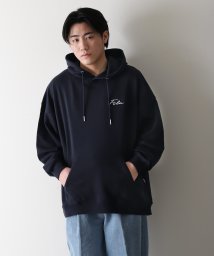 ZIP FIVE(ジップファイブ)/ワンポイント刺繍ユニセックスビッグシルエットパーカー/ネイビー