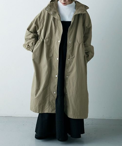 ミリタリーモッズコート アウター コート モッズ スタンドカラー ロングコート ロング 軽アウター ビッグシルエット ゆったり ナイロン ミリタリー M L エトル Etoll Magaseek