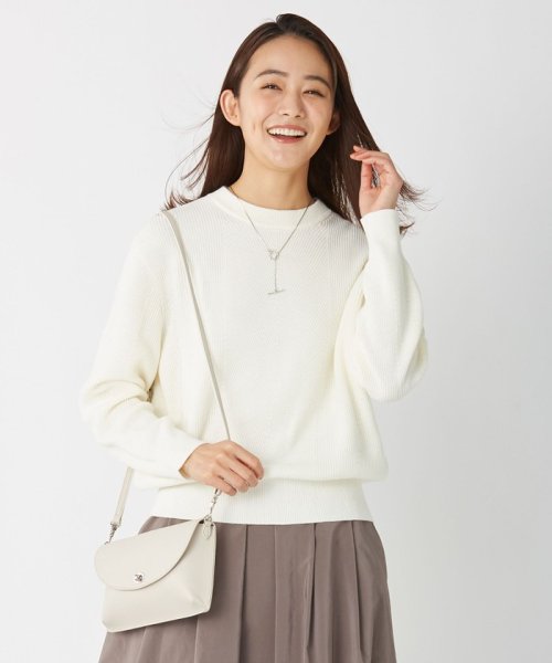 J.PRESS LADIES（LARGE SIZE）(J．プレス　レディス（大きいサイズ）)/【洗える】コットンアクリルコード ニット/ホワイト系