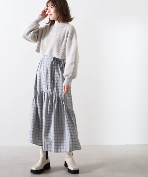 セール チーク Cheek ショートニットセットチェックワンピース Magaseek