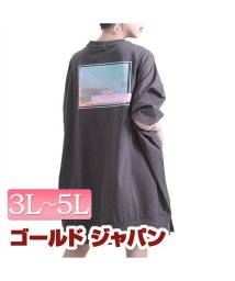 GOLD JAPAN/大きいサイズ レディース ビッグサイズ バックプリントビッグTシャツチュニックワンピース/504501143