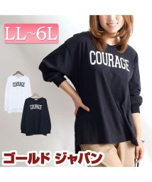 セール 大きいサイズ レディース ビッグサイズ バルーン袖vネックプリントtシャツ ゴールドジャパン Gold Japan Magaseek