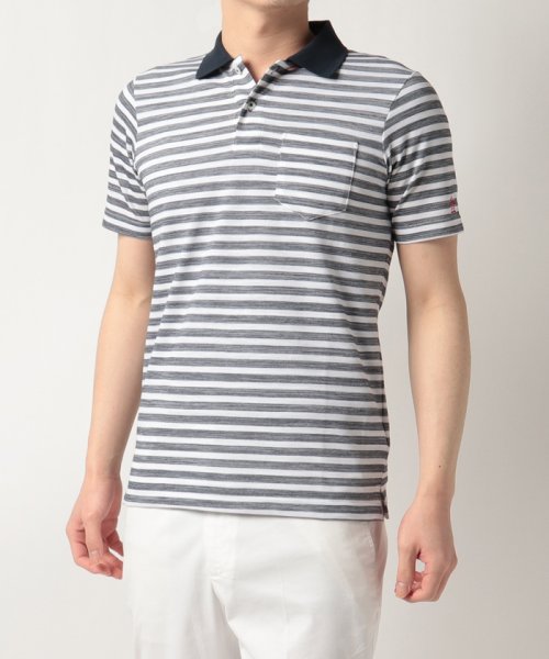 Munsingwear(マンシングウェア)/マナードボーダー半袖ポロシャツ【アウトレット】/ネイビー×ホワイトボーダー