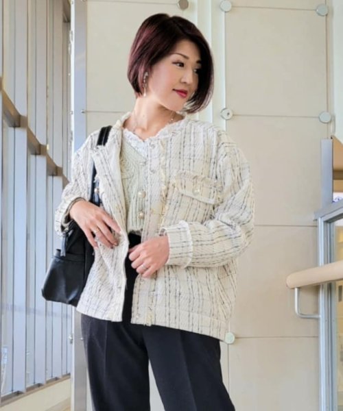 セール ツイードジャケット アクシーズファム Axes Femme Magaseek