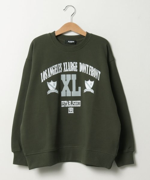 XLARGE KIDS(エクストララージ　キッズ)/カレッジロゴトレーナー/グリーン