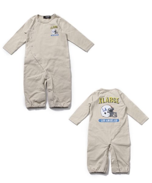 XLARGE KIDS(エクストララージ　キッズ)/ラグビーグラフィック長袖カバーオール/ベージュ