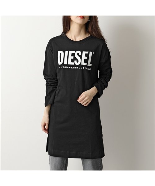 DIESEL(ディーゼル)/【DIESEL(ディーゼル)】ワンピース D－WALKY－ECOLOGO A04841 0AAXJ レディース 長袖 Tシャツ チュニック ロゴ 9XX/ブラック系