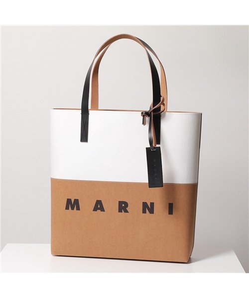 MARNI(マルニ)/【MARNI(マルニ)】トートバッグ SHMPQ10A09 P4568 レディース セルロース ショッピングバッグ ロゴ バイカラー 鞄 Z2P50/ホワイト