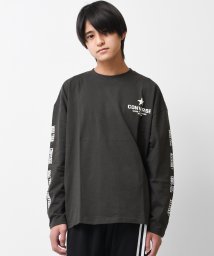 RAT EFFECT(ラット エフェクト)/CONVERSE別注袖ロゴプリントロゴTシャツ/チャコールグレー