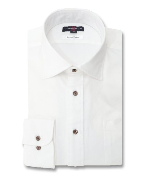 TAKA-Q(タカキュー)/スーピマコットン ツイル スタンダードフィット ワイドカラー 長袖 シャツ メンズ ワイシャツ ビジネス yシャツ 速乾 ノーアイロン 形態安定/ホワイト