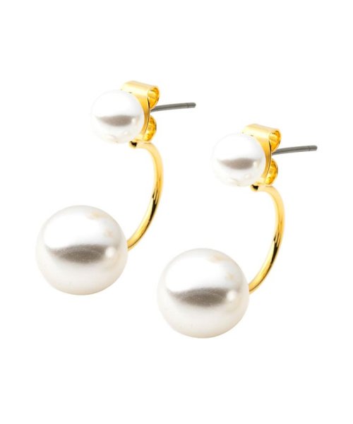 上品に艶めくダブルパールのバックキャッチピアス クリームドット Cream Dot Magaseek