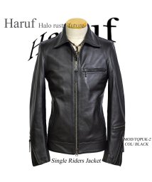 Haruf(ハルフ)/レザージャケット ライダースジャケット 革ジャン メンズ 本革 シングルライダース バイクジャケット カウレザー TQPUK2/ブラック