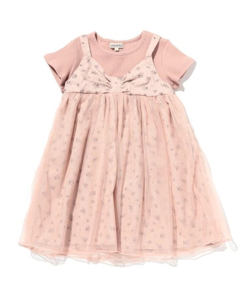 セール シューラルーキッズ Shoo La Rue Kids 100 130cm 単色フラワー異素材ドッキングワンピース Magaseek