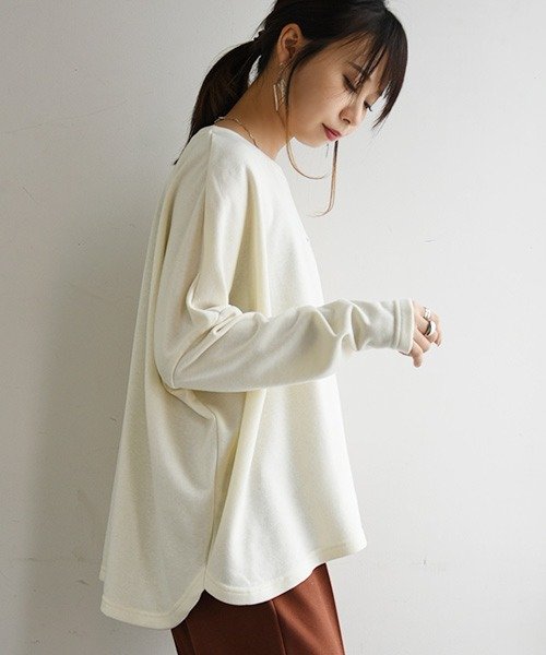 ミニ裏毛刺繍ワイドプルオーバー M L プルオーバー レディース 長袖 裏毛 春秋 オフホワイト 白 杢グレー オリーブ ライトブルー ブラック 黒 春色 アンドイット And It Magaseek