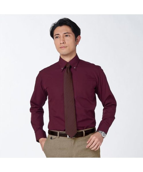 TOKYO SHIRTS(TOKYO SHIRTS)/【SUPIMA】 形態安定 ボタンダウン 綿100% 長袖ビジネスワイシャツ/ピンク・レッド