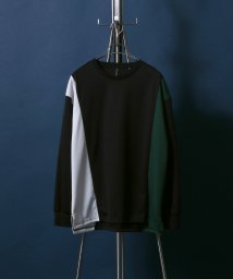 ANPAS(ANPAS)/【ANPAS】Punch the dough Sweatshirt/ポンチ 配色切り替え  スウェットトレーナー/ブラック