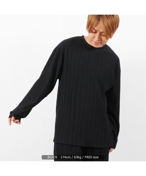 セール ロンt メンズ 長袖tシャツ レディース セットアップ 可能 ネオプリーツ ルーズ プルオーバー Tシャツ 長袖 トップス カットソー クルーネック 白 黒 ワンフォークロージング 1111clothing Magaseek