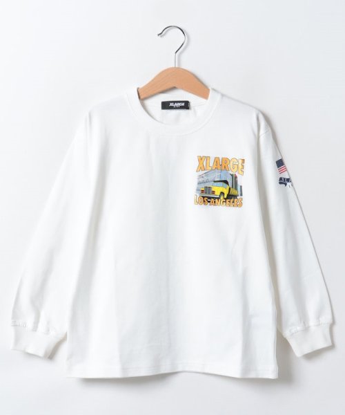 XLARGE KIDS(エクストララージ　キッズ)/トラックプリント長袖Tシャツ/ホワイト