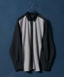 ANPAS(ANPAS)/【ANPAS】Natural Stretch Pleated Switching Shirt/プリーツ切り替えシャツ/チャコール