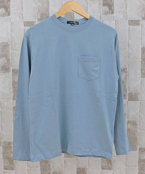 セール ポケット付 コットン クルーネック 無地 カットソー ロングtシャツ メンズ 長袖 Tシャツ ユニセックス 男女兼用 インナー トップイズム Topism Magaseek