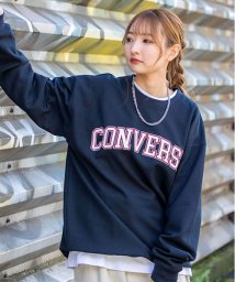 SB Select(エスビーセレクト)/CONVERSE カレッジロゴプリントクルーネック長袖ビッグトレーナー コンバース トレーナー メンズ   プリント カレッジロゴ スウェット スエット カジュ/ネイビー