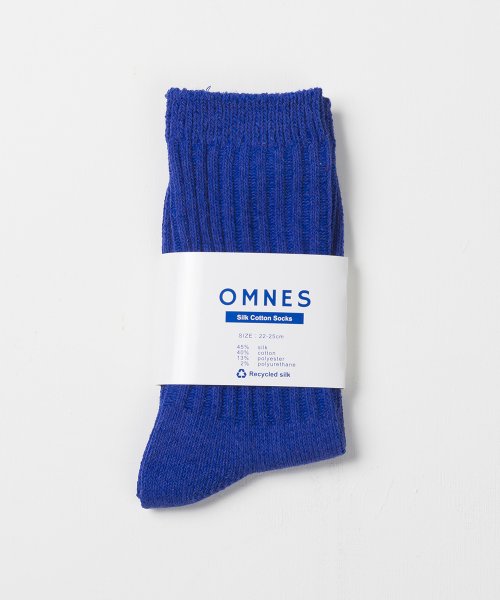 OMNES(オムネス)/【OMNES】シルク混 ソックス 靴下 カラーソックス/ブルー