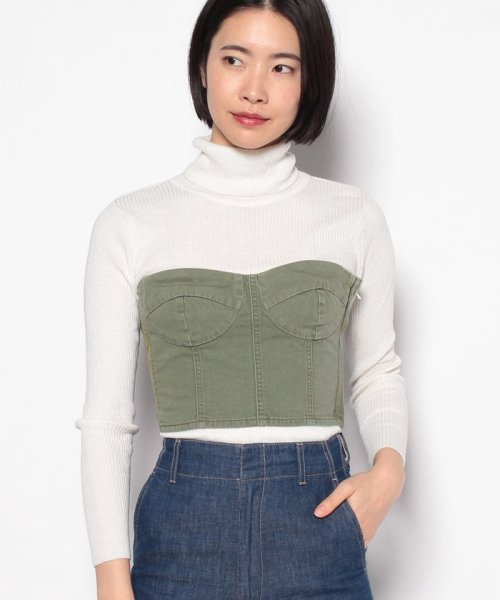 Spick & Span(スピックアンドスパン)/HOLIDAY MILITARY BICOLOR BUSTIER/カーキ